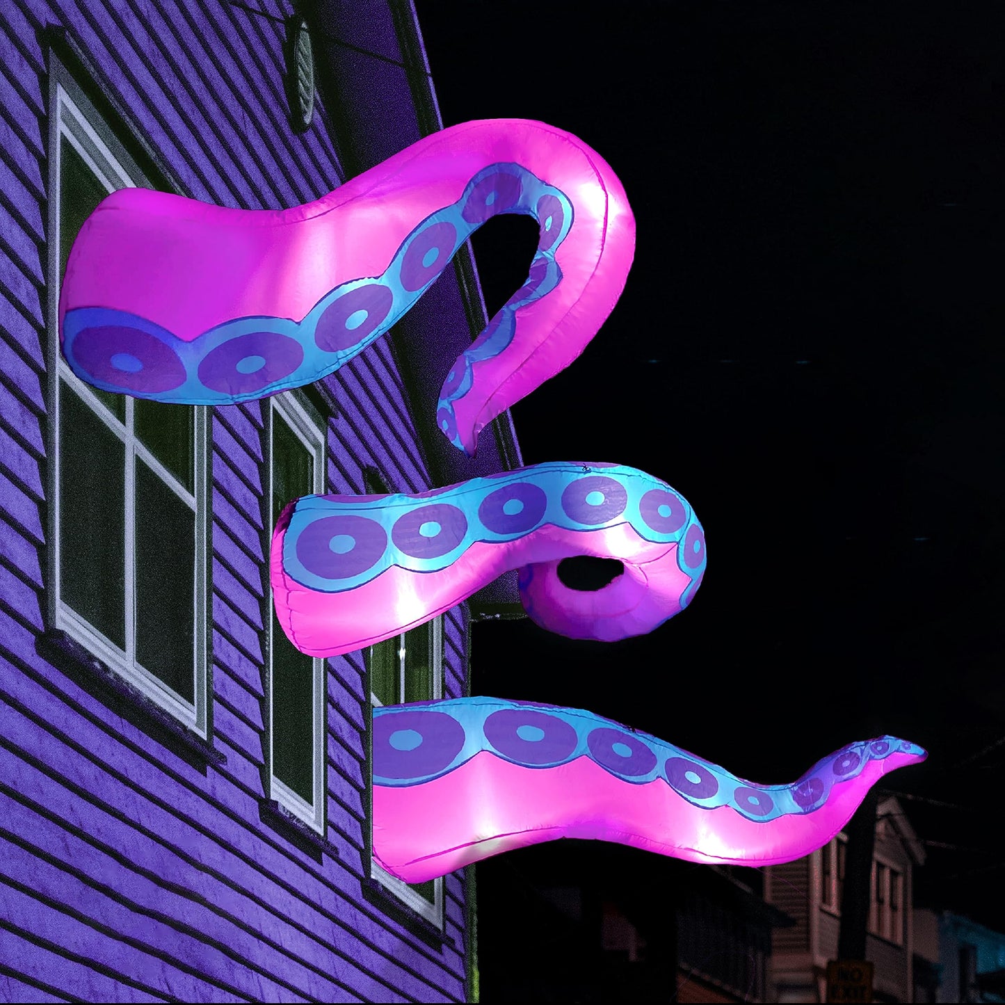 3Pcs LED Octopus Tentacle Halloween Inflatable Broke Out from Window (4.5ft+5ft+6ft)