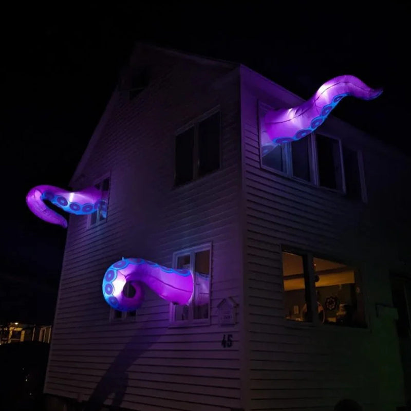 3Pcs LED Octopus Tentacle Halloween Inflatable Broke Out from Window (4.5ft+5ft+6ft)