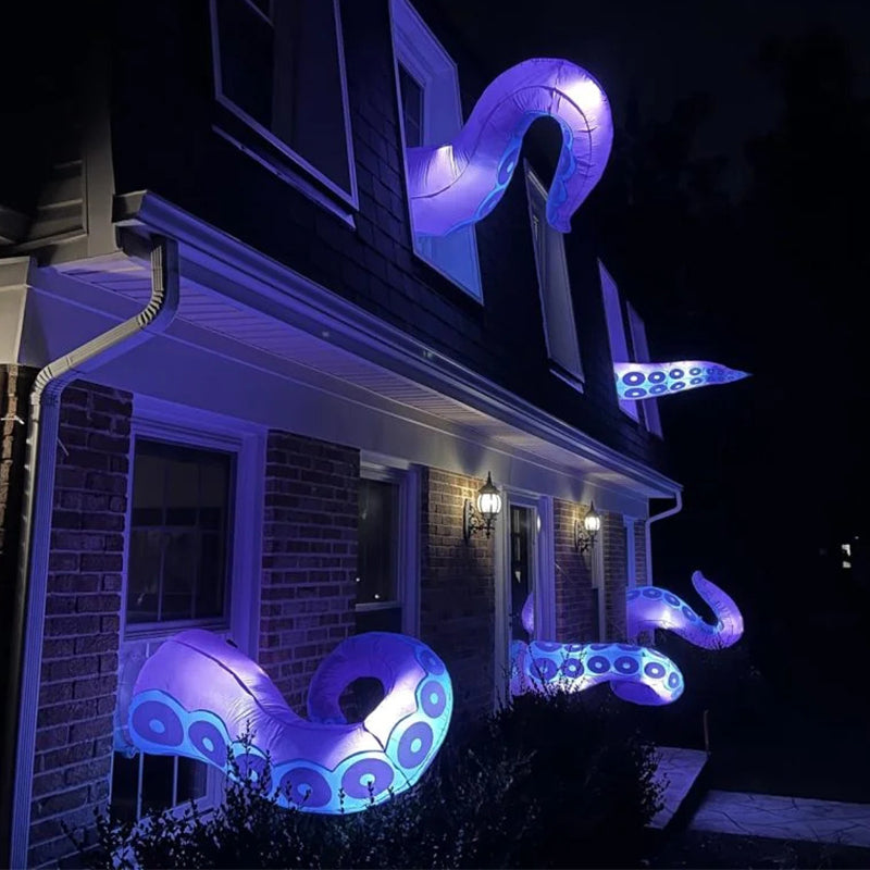 3Pcs LED Octopus Tentacle Halloween Inflatable Broke Out from Window (4.5ft+5ft+6ft)