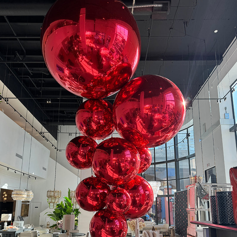 Big Clear Balls Red PVC Large Hanging Mirror Ball