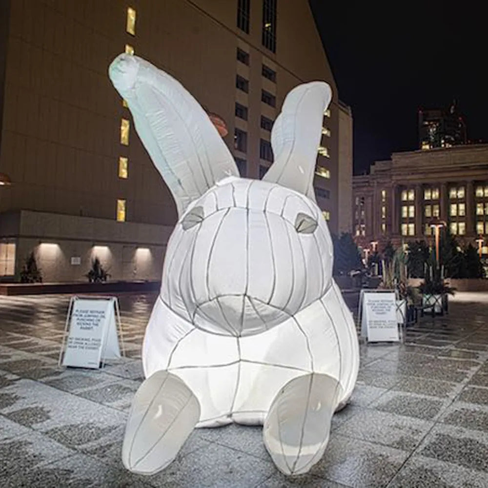 Giant 20ft Inflatable Rabbit Easter Bunny model Invade Public Spaces Around the World with LED light