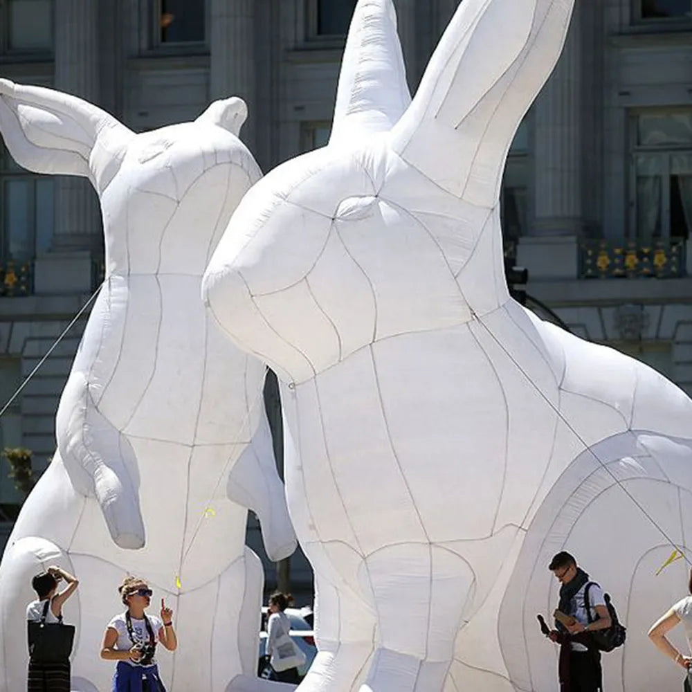 Giant 20ft Inflatable Rabbit Easter Bunny model Invade Public Spaces Around the World with LED light